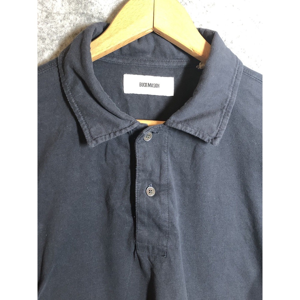 Buck Mason Shirt Mens Medium Gray Cotton Polo Camp Hike Fish Outdoors USA Made